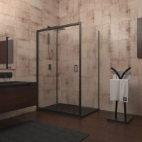 Душевой угол раздвижной прямоугольный RV046B-115100-01-C5 1150х1000х1950 Цвет профиля Чёрный  Стекло Прозрачное Veconi