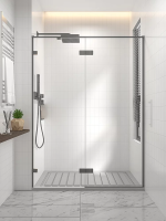 Душевая дверь распашная 1400x2000 цвет профиля Графит брашинг стекло прозрачное осветленное AL-140-00-GR-C4 Premium Veconi