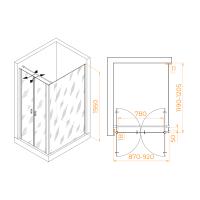Душевой уголок RGW PA-144 (PA-104 + Z-050-2 + O-104) прямоугольный   90*120*195 060814492-011 профиль Хром стекло Прозрачное 6 мм RGW