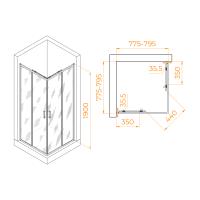 Душевой уголок RGW PA-31B квадратный  80*80*190 02083188-14 профиль Чёрный стекло Прозрачное 6 мм RGW