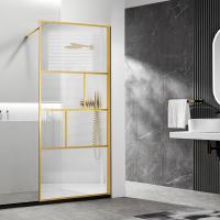 Душевые перегородки Walk-In HС Art  VSW-1HC100CFBG 1000х2000 профиль брашированное золото стекло прозрачное/рифленое VINCEA