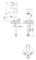 Смеситель для раковины однорычажный с донным клапаном  PORTA-LS1-SR Sunrise ручка  Sunrise Cezares Смеситель для раковины однорычажный с донным клапаном  PORTA-LS1-SR Sunrise ручка  Sunrise Cezares