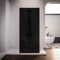 Душевая перегородка 1000x2000 KR90BB-100-11-C4 цвет профиля Чёрный матовый стекло Чёрное Veconi