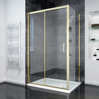 Душевой угол раздвижной прямоугольный RV055G-15090-01-C8 1500х900х1950 Цвет профиля Золото брашинг Стекло Прозрачное Veconi