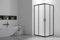 Душевой угол раздвижной квадратный RV101B-80-01-C5 800x800x1900 профиль Чёрный стекло Прозрачное Veconi